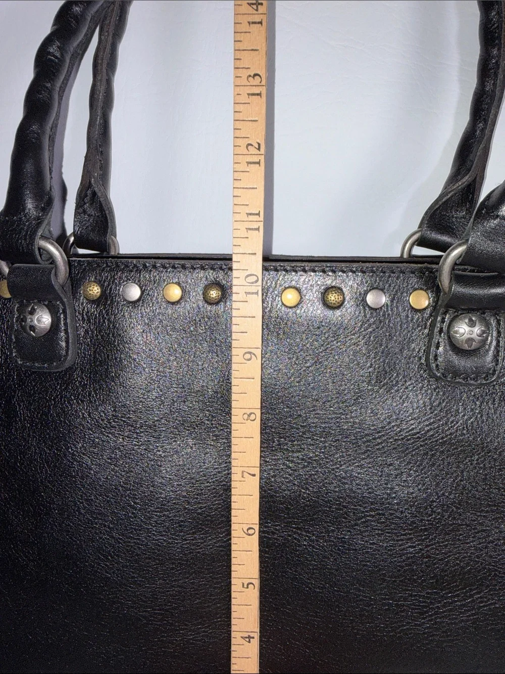Patricia Nash Zancona Tote Black Leather Stud Detail